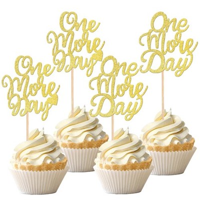 24 PCS One More Day Cupcake Toppers Glitter Wedding Rehearsal Dinner Cupcake ...