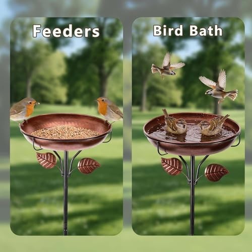 Outdoor Metal Bird Bath - Weatherproof, Detachable, 40" Tall Garden Decor, Retro - Afbeelding 7 van 8