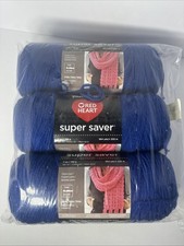 Red Heart Super Saver Yarn Acrylic 7 oz In Royal Blue. Lot Of 3. 364 Yards Each