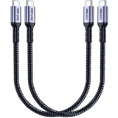 SUMPK 30 cm USB 4 Cable, 2 Pack, 240 W USB C to USB C Cable, 40 Gbps High Spe...