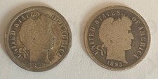 1892&1893 barber dimes nice