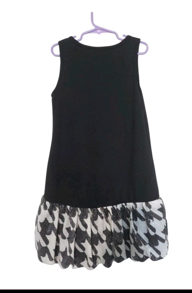 Harajuku Mini Sequin Tunic Dress Black White Girls size Medium 7 / 8 For Target - Image 4 of 4