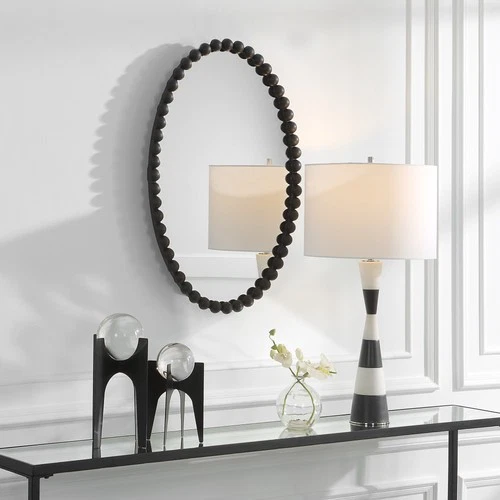 Uttermost 09876 Serna 20" W x 30" H Oval Framed Bathroom Mirror - Black - Picture 6 of 7