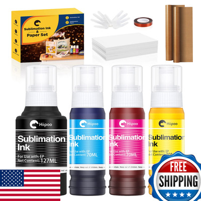 Hiipoo Sublimation Ink Set & 110 Sheets 8.5x11'' 120G Paper, 2-Pack