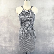 Michael Kors Halter Dress Womens Size M Geometric Print Stretch Chic Op Art