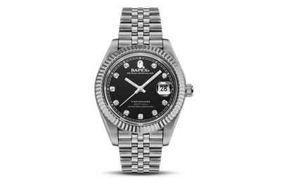 a bathing ape BAPEX Type 6 BAPEX M Automatic Black Dial Date SS Bracelet 