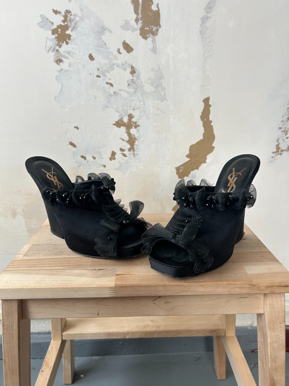 YSL Yves Saint Laurent Tribute scarpe platform cinturino alla caviglia sandali tacco misura 38