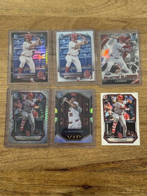 2025 Bowman Chrome Prospects JJ Wetherholt Lot Of 6, W/ 2026 Bowman Reptilian