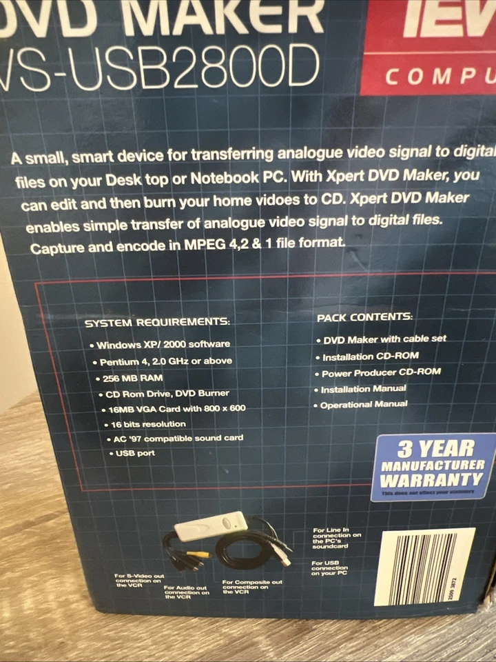 Tevion DVD Maker VS-USB2800D : AV / S-Video USB MPEG 4 Capture Device G3A - Image 3 of 3