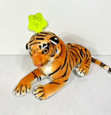Real Life Toy Animal Prone Yellow Tiger Plush Soft Stuffed Toy Birthday Gift