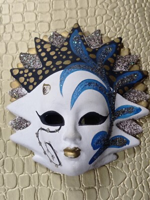 Venezianische Maske aus handbemalter Keramik - Wanddeko - Karneval -