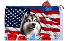 Alaskan Malamute Patriotic Mail Box Cover