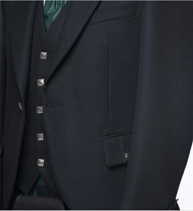 Ex-Hire Black Argyll Jacket & Waistcoat made in Scotland, 14oz 100% wool £99 - Image 3 of 4