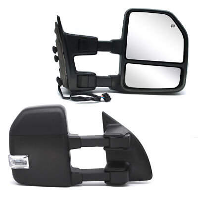 Pair Towing Mirrors For 2008-2016 Ford F250 F350 SD Power Heated LED Turn Signal
