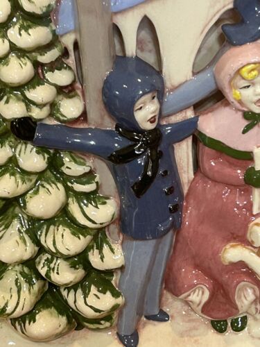 Vtg Atlantic Mold Ceramic Christmas Tree Carolers Lighted Figurine Hand Painted - Picture 5 of 20