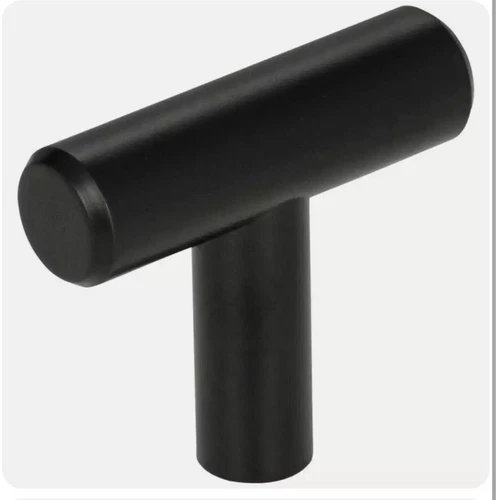 10 NEW Elements “Naples” T-Shaped Matte Black Cabinet Knobs - 1-9/16 Inches - Picture 1 of 4
