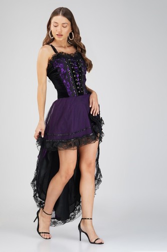 Gothic Long Corset Dress Halloween Costume Prom Party Diff Colors & Sizes - Foto 16 di 46