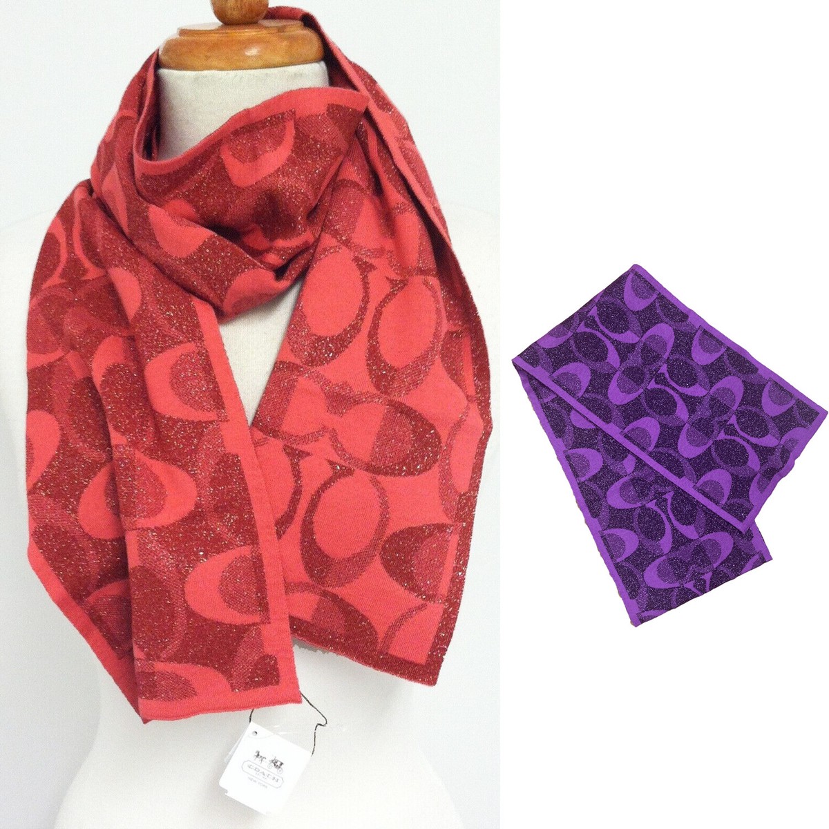【ROMANTIC CROWN】23FW★ CLASSIC HAND STITCH MUFFLER Coach Women's Scarf F83834, Women's Glitter Tonal Knit 