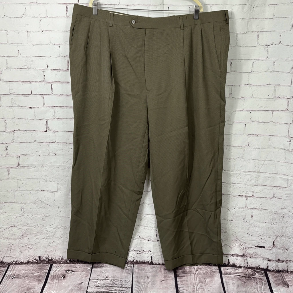 Givenchy Monsieur Vestito Pantaloni 46 Pieghettato Polsini Orlo Pantaloni Vintage Conico Tan