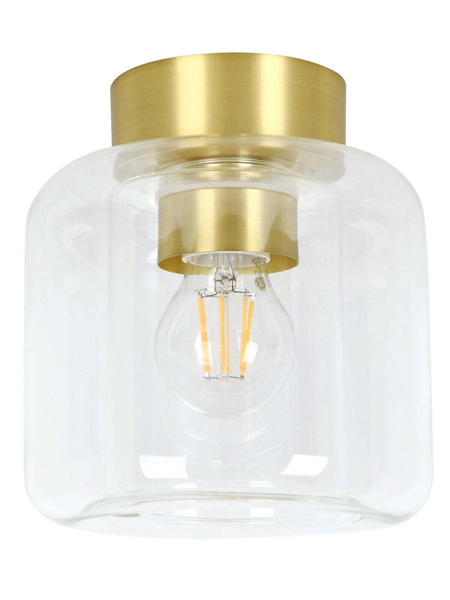 Beacon Lighting Sia 1 Light Batten Fix in Brass with Clear Glass