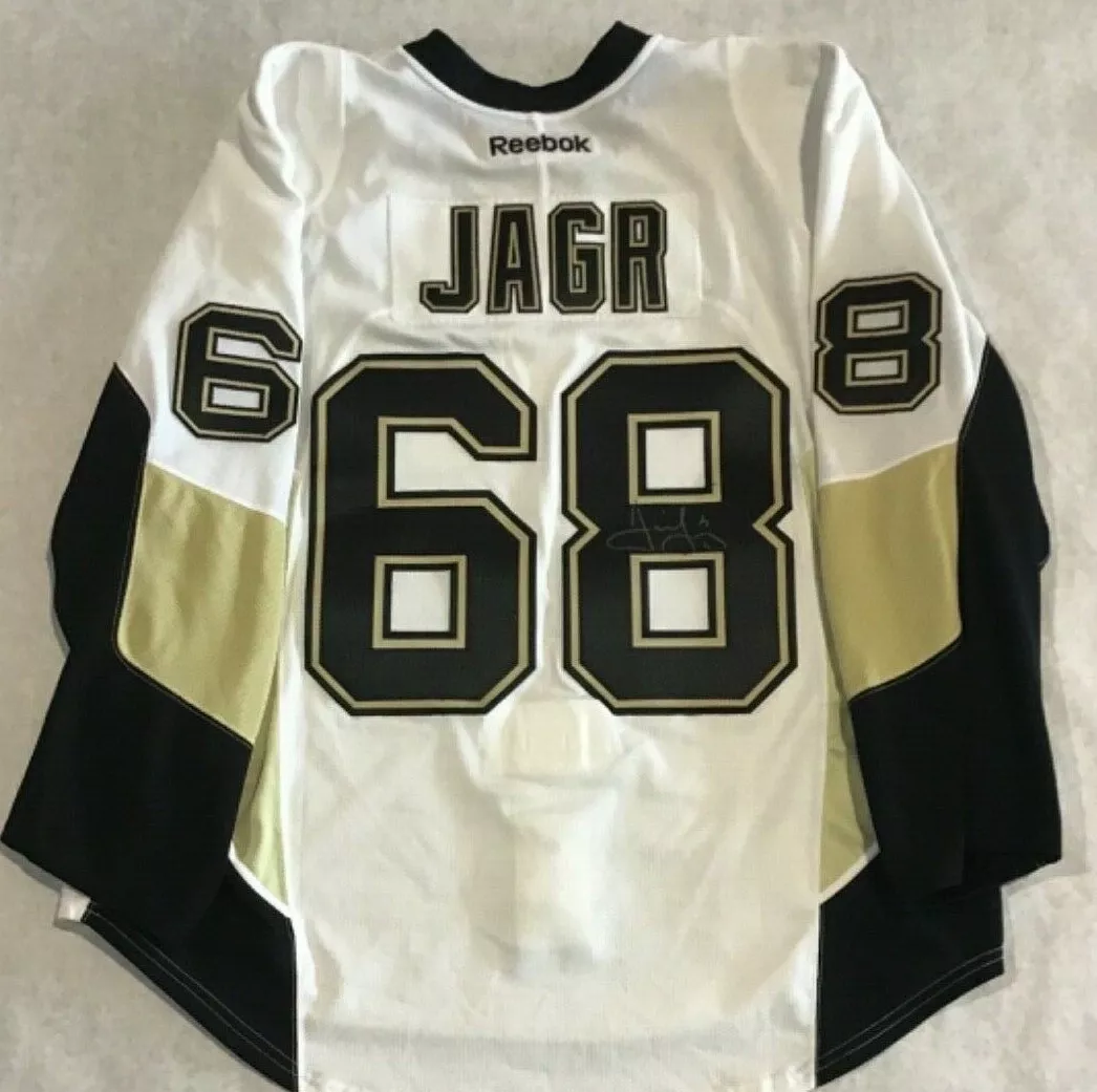 JAROMIR JAGR Signed Pittsburgh Penguins White Adidas PRO