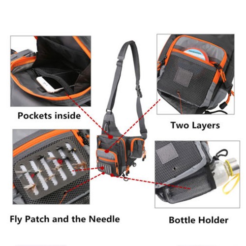 Paquete de cintura impermeable para pesca con mosca 23*21*8,5 cm paquete de eslinga de pesca con un hombro - Imagen 3 de 7