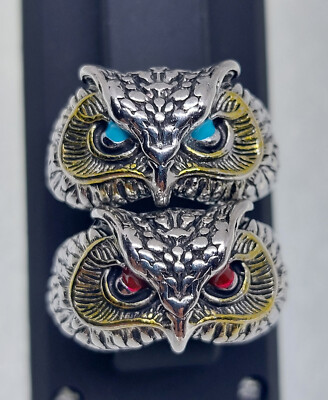 Ring Eule Uhu blaue oder roten Augen Retro  Gothic, Gotik