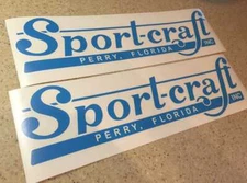 SportCraft Vintage Boat Decal 18" Vinyl Blue 2-PK FREE SHIP + FREE Fish Decal!