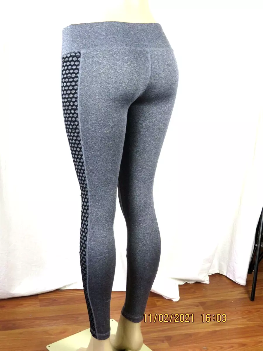 MATERIAL GIRL ACTIVE SZ XS NWOT Polye/Spandex Gray Black Net Yoga Pants  Trousers