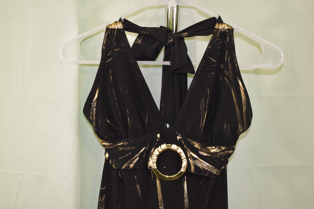 Me M Black Gold Strip Backless Sleeveless Mini Cocktail Shift Dress | eBay