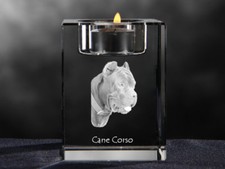 Cane Corso, crystal candlestick with dog, souvenir, Crystal Animals UK