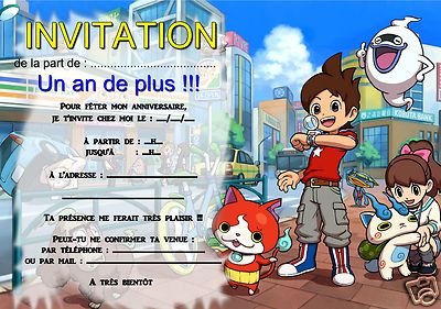 5 12 Ou 14 Cartes Invitation Anniversaire Yo Kai Watch Ref 348 Ebay