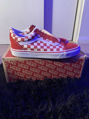 red old skool vans checkered