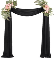 29"x20FT Black Wedding Arch Draping Fabric Sheer Tulle Chiffon Swag Decoration