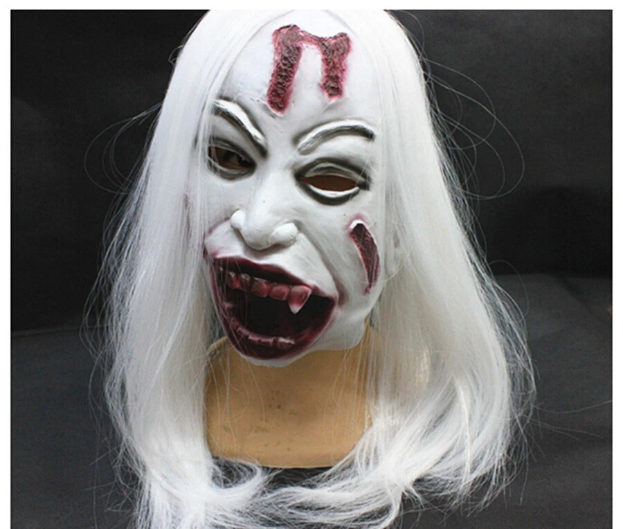 Halloween Spooktacular Latex White Hair Devil Scary Horror Masks - Image 4 of 4