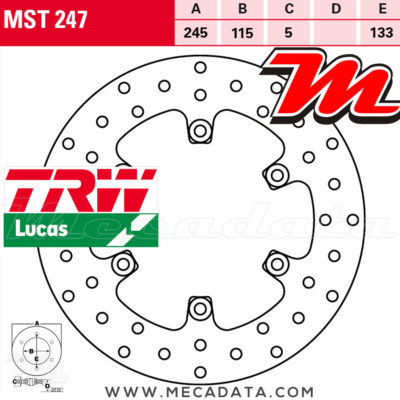 Rear Brake Disc TRW Lucas MST 247 Yamaha XJ 600 N (4BRA) 1992+