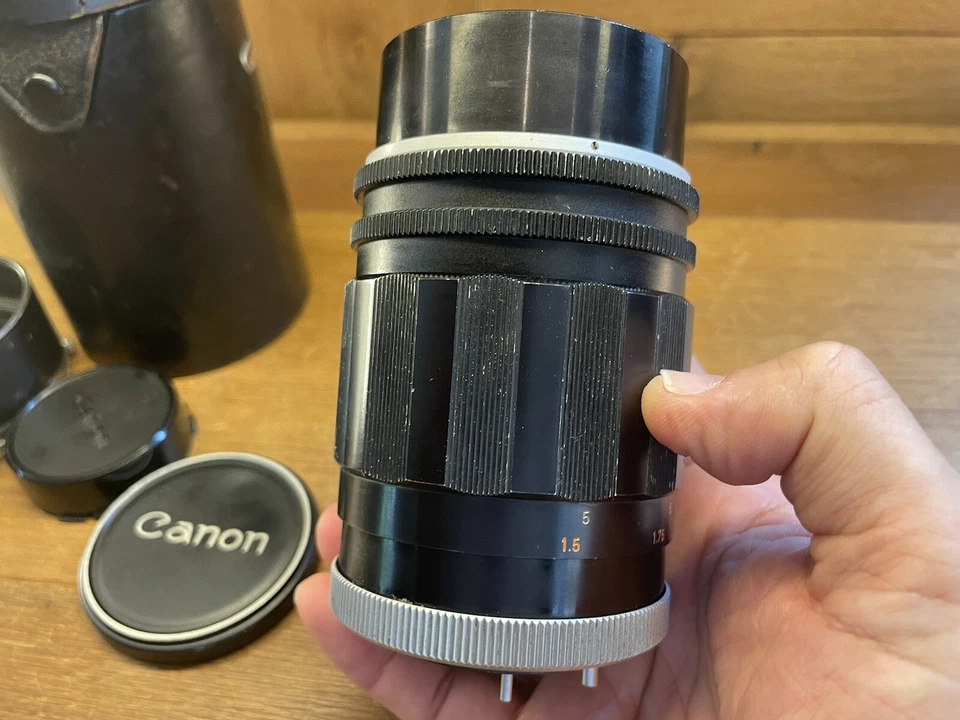* Exc + 5 с чехлом и капюшоном * Canon супер Canomatic объектив R 135 мм F/2,5 телеобъектив / Япония - Изображение 3 из 4