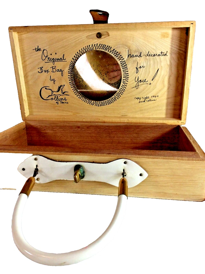 THE ORIGINAL BOX BAG BY COLLINS OF TEXAS HAND DECORATED 1964 - Image 3 of 4