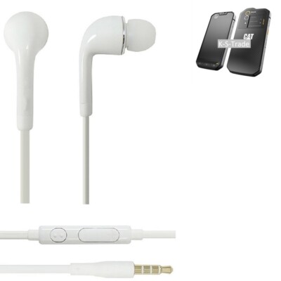 Earphones für Caterpillar Cat S60 in ear headset stereo Ohrstecker weiß