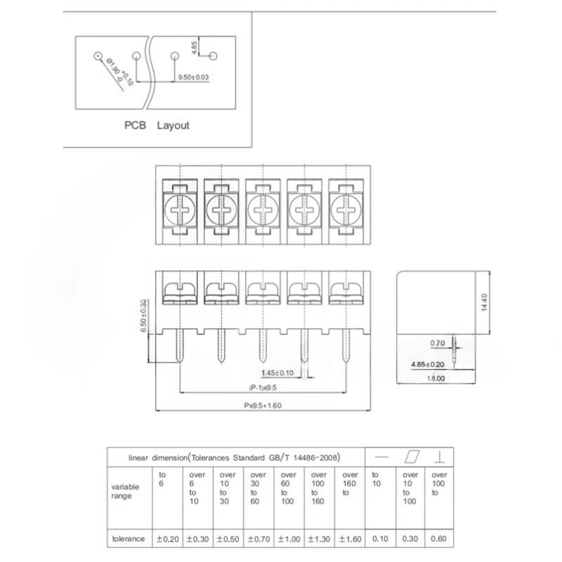 Black PCB Barrier Screw Terminal Block Strip Connector HB9500 300V/30A 2 3 4 Way - Image 3 of 3