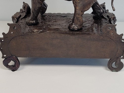 French Antique Gilt Metal Elephant Mantel Clock - Picture 14 of 24