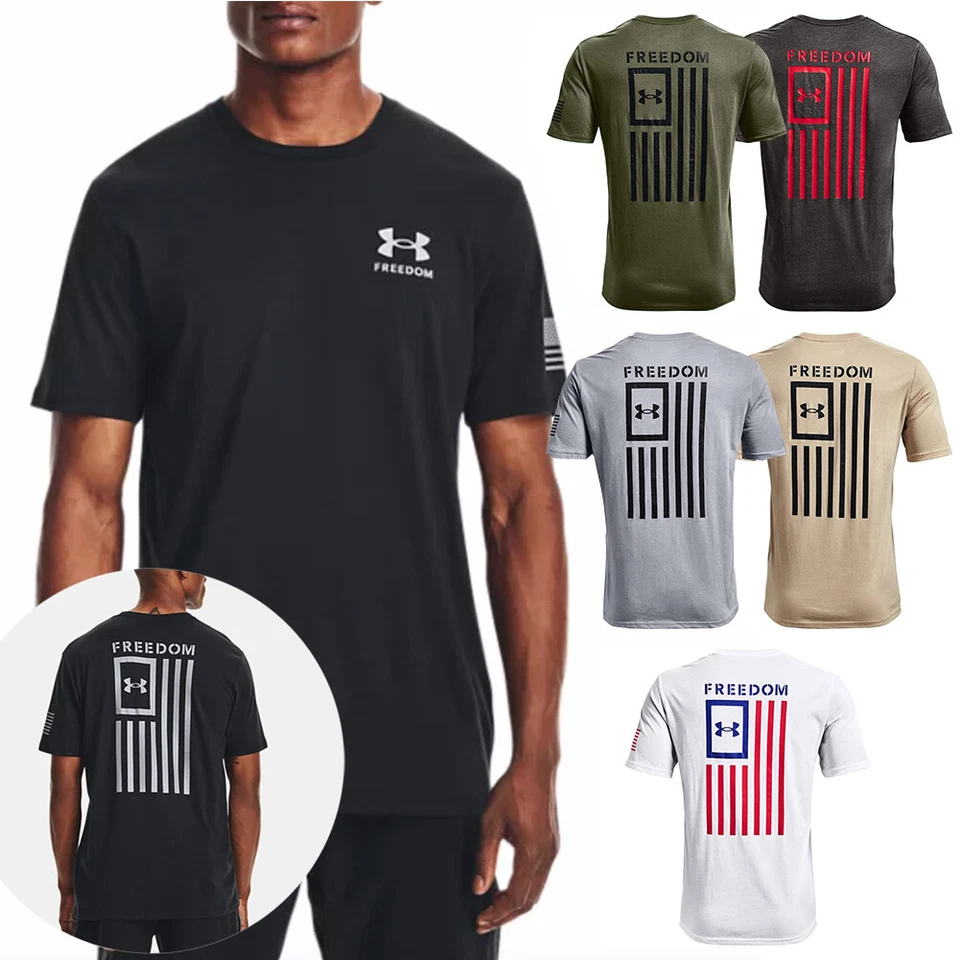 Camiseta Under Armour masculina manga curta bandeira da liberdade UA atlética 1370810