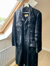 Vintage Zara Long Denim Black Wash Effect Coat, Jacket
