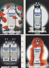 4 VERSCHIEDENE ABSOLUT  VODKA KARTEN  - WERBEPOSTKARTE AUS TAIWAN   ( T 9  )