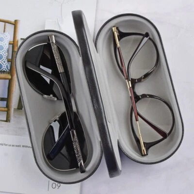 Two Sets Multi-function Glasses Case Eyewear Case Mirror Box Double Interlayer