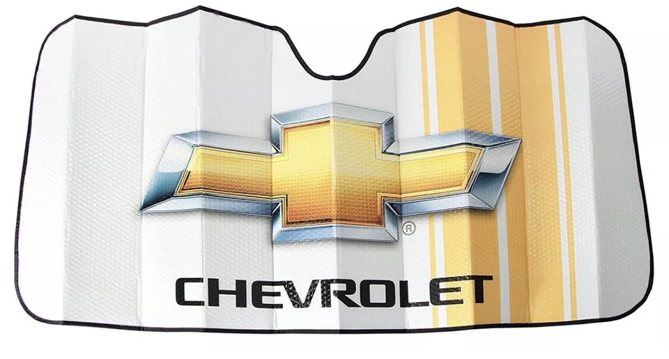 Pajarita Chevy Rayas Coche Camión Parabrisas Delantero Acordeón Plegable Parasol Foto 3 de 3