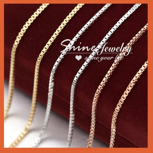18K PLAIN GOLD FILLED MEN LADIES SOLID BOX CHAIN NECKLACE for CHARM PENDANT 45CM - Picture 3 of 15