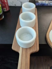 Handcrafted Dining Dinnerware, 3pc Tidbit Bowl Set w/Bamboo Tray, 