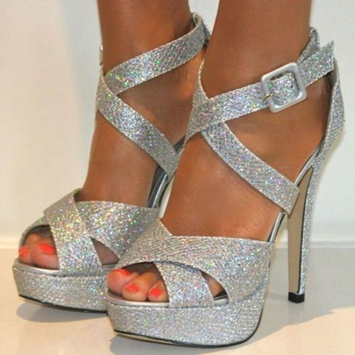 sequin platform heels
