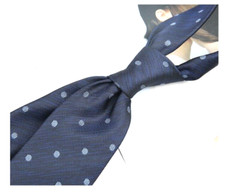 New Classic Polka Dot White Blue JACQUARD WOVEN 100 Silk Men's Necktie Tie